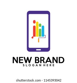 Paint with Phone logo design vector
