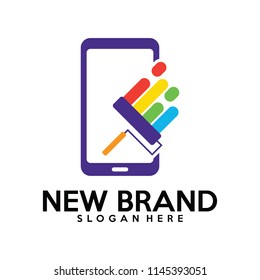 Paint with Phone logo design vector