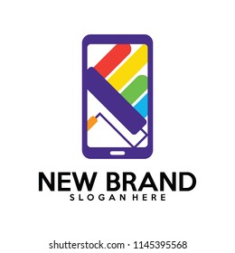 Paint with Phone logo design vector
