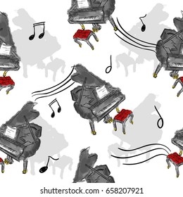 Paint Piano Seamless Pattern