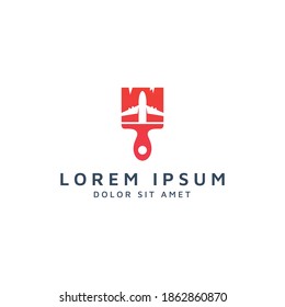 paint and plane negative space logo design