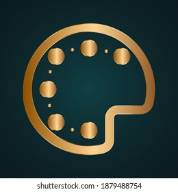 Paint plate vector icon. Gold metal with dark background