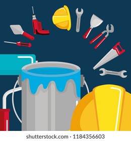 paint pot with under construction equipment