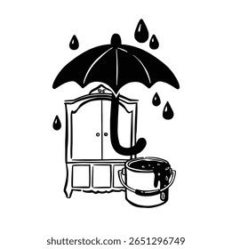 La pintura protege de la humedad Monocromo Vector simple