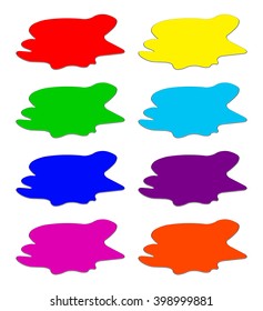 Paint puddle, drop, blots, stain, plash. Vector illustration isolated on transparent background.