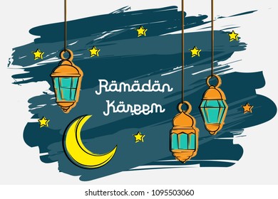 Paint ramadan kareem design background. vector illustration