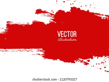 Paint red banner. Brush stroke. Vector grunge background with place for your text.