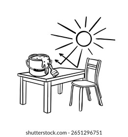 paint reflects sun rays monochrome simple vector