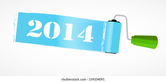 Paint roll 2014 new year background vector illustration