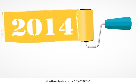 Paint roll 2014 new year background vector illustration