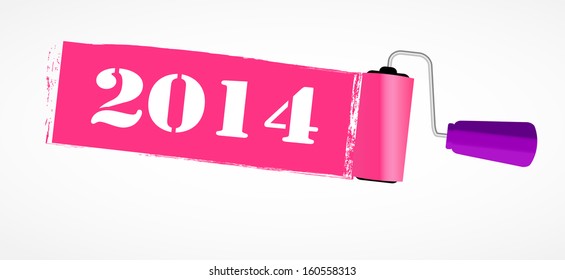 Paint roll 2014 new year background vector illustration