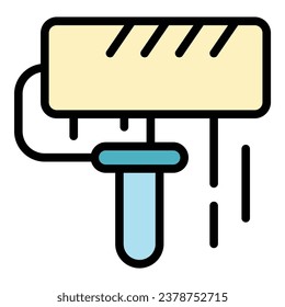 Paint roll icon outline vector. Repair wall. Decoration diy color flat