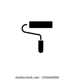 paint roll icon template in black flat design on white background, paint brush, wall painter, paint roller symbol vector sign isolated on white background illustration for graphic and web design