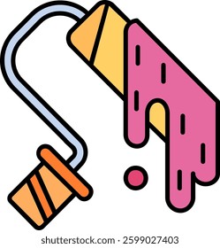 Paint roll Line vector Icon Design