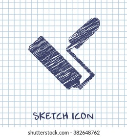 paint roll vector doodle icon. Sketch illustration 
