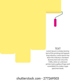 Paint roller ad banner template with yellow brush strokes and free space for advert text.