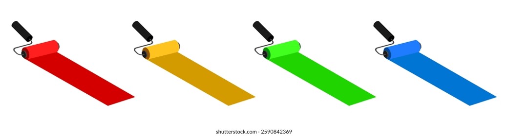 paint roller applying a coat, painting the wall, construction, renovation, or painting projects vector
