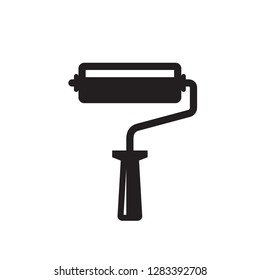 Paint roller - black icon on white background vector illustration for website, mobile application, presentation, infographic. Concept sign. Graphic design element. 