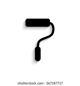 Paint roller - black vector  icon with shadow