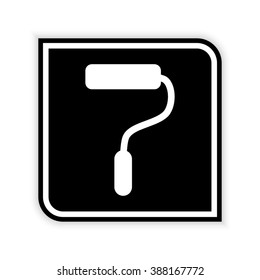 Paint roller  - black vector icon