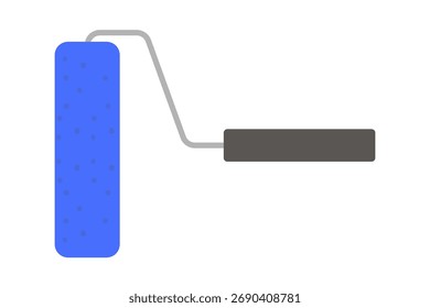 Pincel de rodillo de pintura con pintura azul