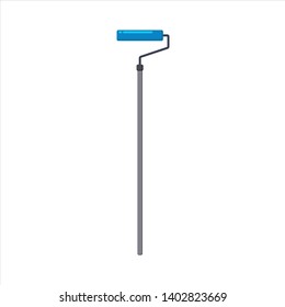 Paint roller brush. Blue paint texture when painting with a roller
