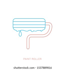 Paint roller brush. Color paint texture when painting with a roller.