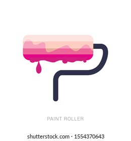 Paint roller brush. Color paint texture when painting with a roller.