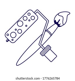 paint roller and brush equipment tools vector illustration design