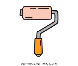 paint roller or paint brush icon doodle hand drawn. colorful cartoon line drawing clipart symbol. Vector illustration