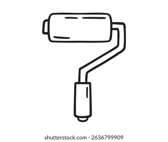 paint roller or paint brush icon doodle hand drawn. Outline line drawing clipart symbol. Vector illustration