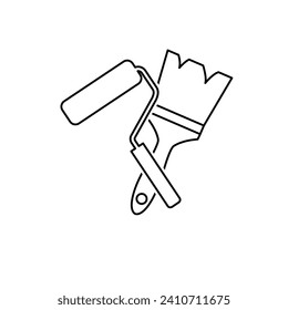 paint roller and brush icon vector painting icon