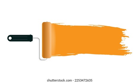 Paint roller with brush line. Vector