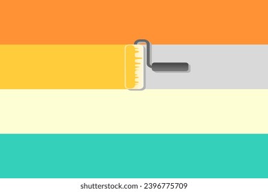 Paint roller brush on colorful background. Nature color background. Vector illustration.