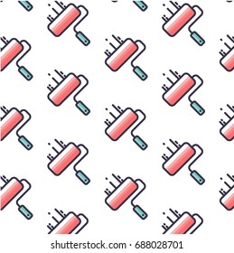 Paint roller brush pattern in vector.seamless