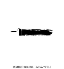 Paint Roller and Brush Stroke Silhouette, can use for template, lay out, background, art illustration,  advertisement space, or graphic design element. Vector Illustration