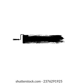Paint Roller and Brush Stroke Silhouette, can use for template, lay out, background, art illustration,  advertisement space, or graphic design element. Vector Illustration