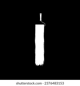 Paint Roller and Brush Stroke Silhouette, can use for template, lay out, background, art illustration,  advertisement space, or graphic design element. Vector Illustration