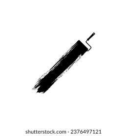 Paint Roller and Brush Stroke Silhouette, can use for template, lay out, background, art illustration,  advertisement space, or graphic design element. Vector Illustration