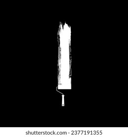Paint Roller and Brush Stroke Silhouette, can use for template, lay out, background, art illustration,  advertisement space, or graphic design element. Vector Illustration