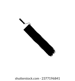Paint Roller and Brush Stroke Silhouette, can use for template, lay out, background, art illustration,  advertisement space, or graphic design element. Vector Illustration
