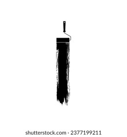 Paint Roller and Brush Stroke Silhouette, can use for template, lay out, background, art illustration,  advertisement space, or graphic design element. Vector Illustration