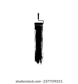 Paint Roller and Brush Stroke Silhouette, can use for template, lay out, background, art illustration,  advertisement space, or graphic design element. Vector Illustration