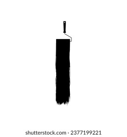 Paint Roller and Brush Stroke Silhouette, can use for template, lay out, background, art illustration,  advertisement space, or graphic design element. Vector Illustration