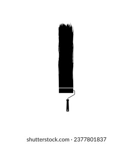 Paint Roller and Brush Stroke Silhouette, can use for template, lay out, background, art illustration,  advertisement space, or graphic design element. Vector Illustration