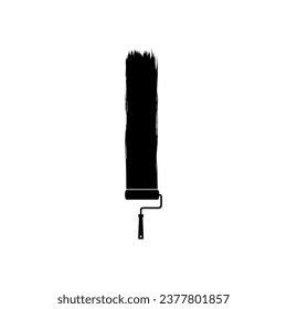 Paint Roller and Brush Stroke Silhouette, can use for template, lay out, background, art illustration,  advertisement space, or graphic design element. Vector Illustration