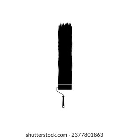 Paint Roller and Brush Stroke Silhouette, can use for template, lay out, background, art illustration,  advertisement space, or graphic design element. Vector Illustration