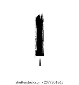 Paint Roller and Brush Stroke Silhouette, can use for template, lay out, background, art illustration,  advertisement space, or graphic design element. Vector Illustration