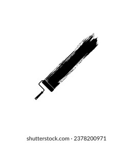 Paint Roller and Brush Stroke Silhouette, can use for template, lay out, background, art illustration,  advertisement space, or graphic design element. Vector Illustration