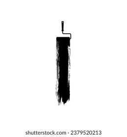 Paint Roller and Brush Stroke Silhouette, can use for template, lay out, background, art illustration,  advertisement space, or graphic design element. Vector Illustration